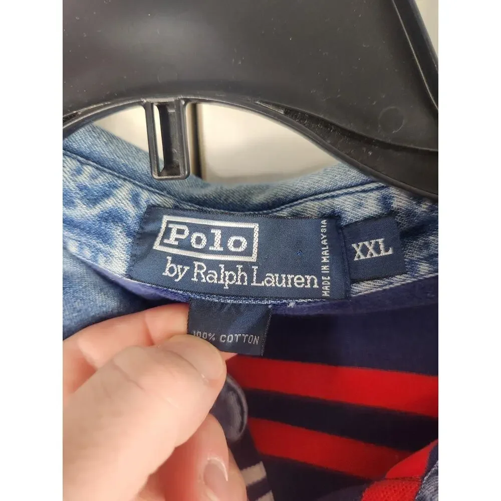 Vintage Denim Collar Polo Ralph Lauren Polo men's 2X